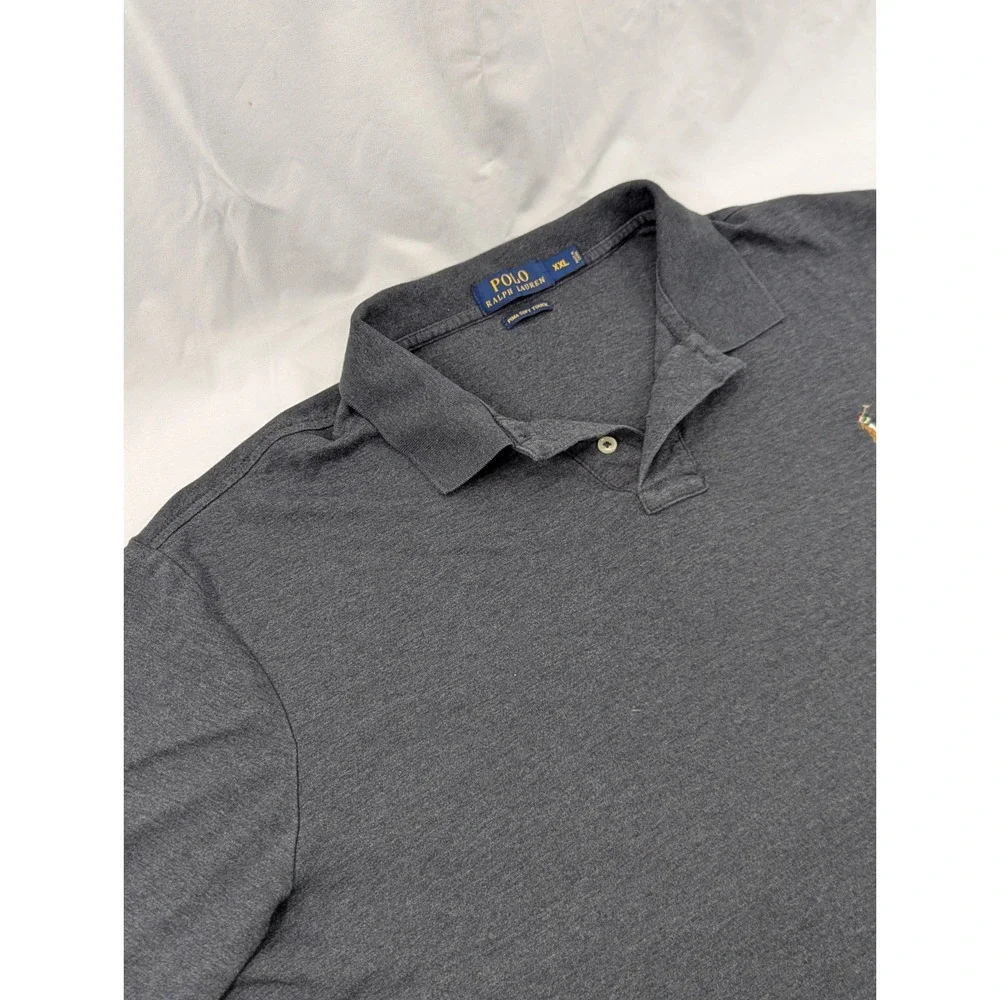 Polo by Ralph Lauren Dark Gray Polo Shirt with Multicolor Pony Logo